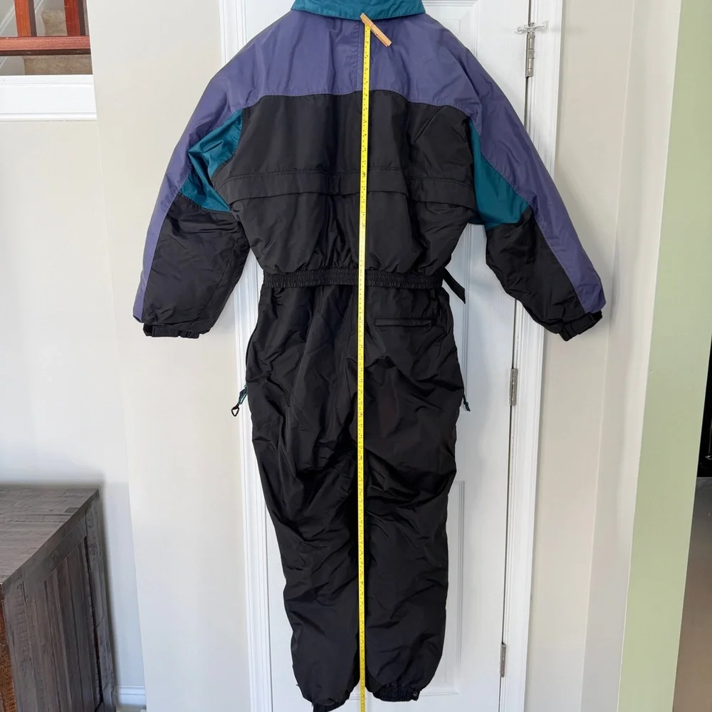 Columbia Snowsuit Men’s XL Black Colorblock Belted Vintage 90s 80s Ski Bib Retro
